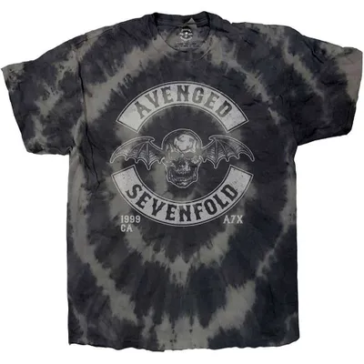 Produktbild von Avenged Sevenfold | Offizielles Band T-Shirt | Dip-Dye Deathbat Wappen, Small, Schwarz und Grau