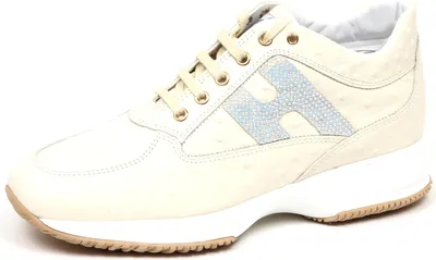Produktbild von F2668 sneaker donna creme HOGAN INTERACTIVE scarpe Straußeneffekt Schuh Frau