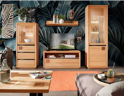 Produktbild von Wohnzimmer Komplett Set 5-teilig modern in massiver Buche WINCHESTER-69