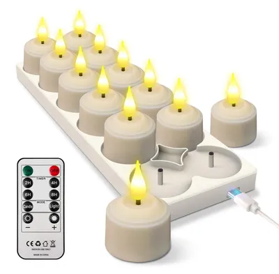 Produktbild von Set aus 12 Wiederaufladbaren LED Teelichtern mit Timer