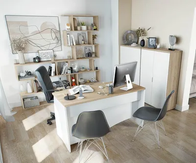 Produktbild von Büromöbel-Set >OFFICE< (Büromöbel-Set) in Canadian Eiche/Artik Weiß