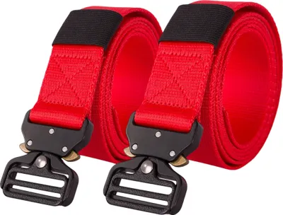 Produktbild von 2er Pack Taktische Gürtel Stoffgürtel Rot Militärgürtel Rettungsdienstgürtel Feuerwehr Automatikschnalle
