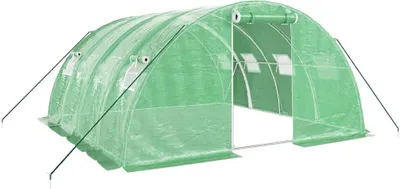 Produktbild von vidaXL Gewächshaus mit Stahlrahmen Grün 16 m² 4x4x2 m