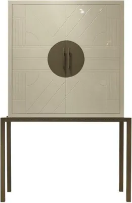 Obrázok produktu pre Dizajnová barová skrinka Casa Padrino krémová / mosadzná 120 x 40 x v. 190 cm - Ušľachtilá vinotéka s kvalitnými keramickými obkladmi - Barový nábytok - Hotelový nábytok - Luxusná kvalita