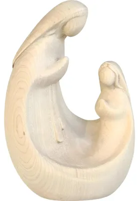 Holzfigur Madonna mit Bernadette, 12 cm, Naturholz