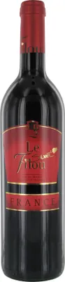 A bottle of red wine against a white background.