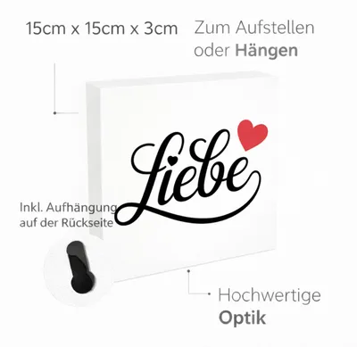 Produktbild von Lebensfreude Liebe Holzbild in 15x15 cm zum Stellen oder Aufhängen