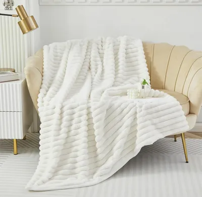 Obrázek produktu pro plyšová přikrývka - měkká huňatá přikrývka Cosy Blanket Fluffy for Sofas, Faux Fur Throw Blanket Warm Blanket for Sofas Couch Bed, bílá, 130x160cm