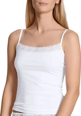 Immagine prodotto di Maglietta a tinta unita in pizzo, modello "Natural Comfort", della linea CALIDA, per donna. Codice prodotto: 2050-10-01007