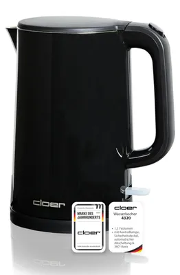 Wasserkocher 1,5 L, 1500 W, Edelstahl, schwarz