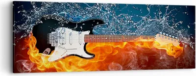Produktbild von Bild auf Leinwand - Leinwandbild - Gitarre Instrument Musik - 90x30cm - Wand Bild - Wanddeko - Leinwanddruck - Bilder - Kunstdruck - Wanddekoration - Leinwand bilder - Wandkunst - AB90x30-0215