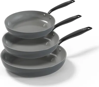 Produktbild von BE Living Bratpfanne - Ø 20, 24 & 28 cm - Pfannenset Induktion - Antihaft-beschichtung - Geeignet für alle Herdarten - -frei - Grau