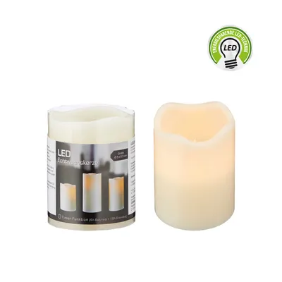 Produktbild von LED Echtwachs Kerze mit flackernder Flamme Sleep-Funktion 6,5cm Elfenbeinfarben Flammenlose Kerze Batteriebetrieben