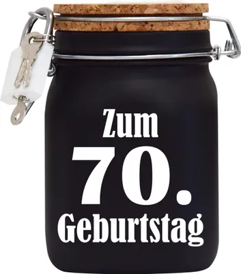 Produktbild von Spardose Geld Geschenk Ideen 70. Geburtstag Schwarz Größe L 1 Liter