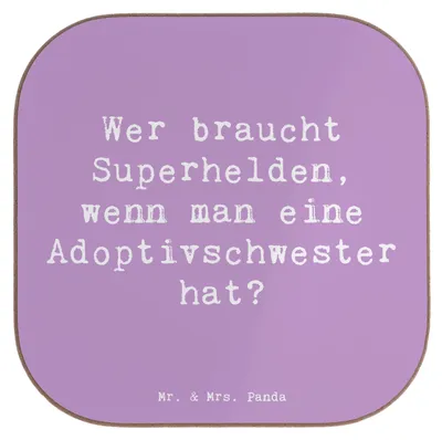 Produktbild von Mr. & Mrs. Panda Tischschoner Spruch Adoptivschwester Heldin - Lavendeltraum - Geschenk, Superhelden, Bewunderung, Geburtstage, Verwandte, Geschwisterliebe, Adoption