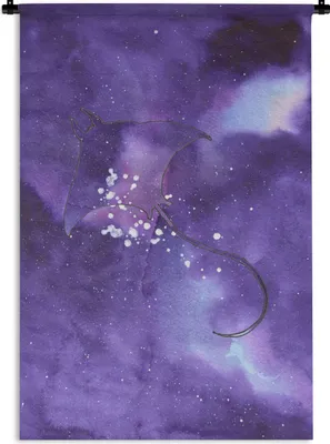 Produktbild von MuchoWow® Wandteppich Wandbehang Manta - Weltraum - Lila 90x135 cm Tapisserie Dekoration Wandtuch - Baumwolle - Wandskulptur