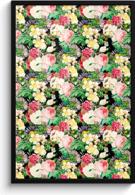 Produktbild von MuchoWow® MuchoWow® Gerahmtes Poster Blumen - Frühling - Muster 60x90 cm - Poster mit zchwarzem Bilderrahmen - Kunst
