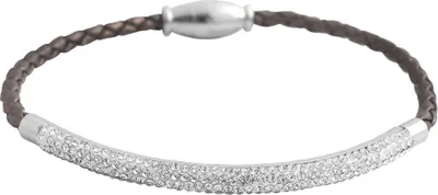 Produktbild von Akzent Geflochtenes Armband aus Echtleder und Edelstahl in Grau