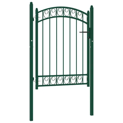 Image de vidaXL Portail de clôture avec pointe bombée acier 100x125 cm vert