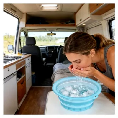 Produktbild von Eisbad-Schüssel für das Gesicht,Kaltwasser-Facial-Becken | Gesichts-Eiswaschwanne,Für Geschäftsreise, Camping, Fitnesscenter, Wandern, Badezimmer, Dusche, Zuhause, Hotel