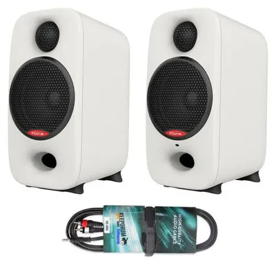 Productafbeelding van Nux Studio-monitoren, Axon 3, witte luidsprekers met kabel
