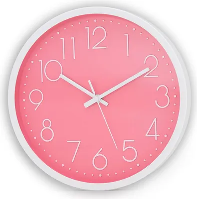 Immagine prodotto di Orologio da parete Intirilife in bianco - rosa con diametro di 30,5 cm - Pratico cronometro con indicazione dell'ora, elegante per ogni stanza