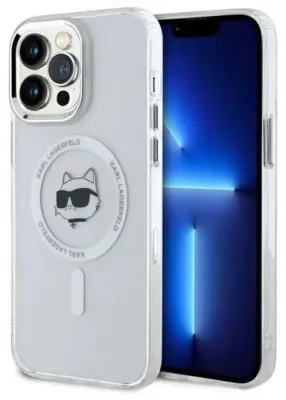 Obrázek produktu pro Pouzdro Karl Lagerfeld IML Metal Choupette Head MagSafe pro iPhone 14 Pro Max - bílá