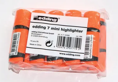 Produktbild von Edding 7, 10 Stück(e), Orange, Meißel, Schwarz, Orange, Kunststoff, 1 mm