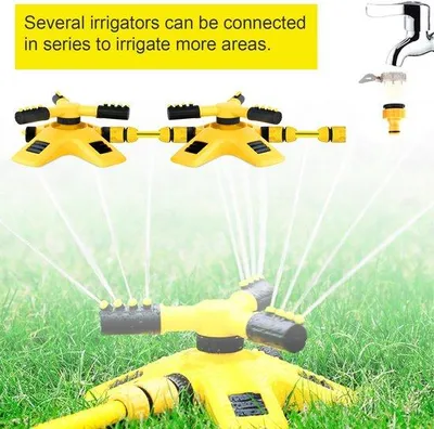 Produktbild von 360-Grad-Kreisregner für den Garten, Rasensprenger mit 3 Armen, rotierender Sprinkler zur Bewässerung von Pflanzen, Blumen und Gemüse