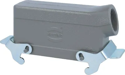 Produktbild von HARTING Han 24B Tüllengehäuse niedrig, 1xPG21 seitlicher Kabelabgang, mit 2 Querbügeln Verschraubung PG21 Klemmbereich