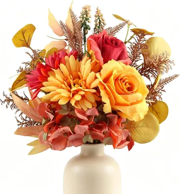 Image de Fleurs d'automne artificielles, 5 fleurs, en soie, pour la décoration automnale