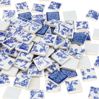 Productafbeelding van 121 Stuks Ceramische Mozaïektegels - Celadon - 2,5 x 2,5 cm