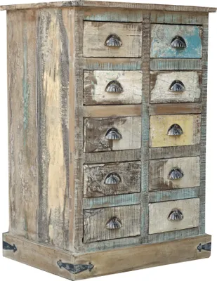 Produktbild von Schubfachschrank im Vintage Look, 10 Schubladen - Modell 15, Braun, Holz, 91*74*46 cm, Kleine Schränke
