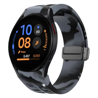 Obrázek produktu pro Pro Samsung Galaxy Watch FE / 6 / 5 / 4 40mm Silikonový design Magnetická přezka Náhradní pásek na ruku Černá / šedá