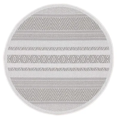 Produktbild von In- und Outdoor Teppich Boho Rund Beige Flachgewebeteppich Ø 90 cm | Moderner Teppich Wetterfest für Balkon, Terasse, Garten, Wohn- und Schlafzimmer