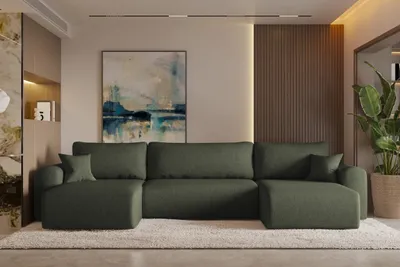 Produktbild von Kaiser Möbel Ecksofa mit schlaffunktion und bettkasten, Sofa U-form, Couch U-form CAPRI Verita Dunkelgrun