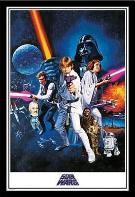 Image de Star Wars - Poster - A New Hope - One Sheet + cadre amovible, Shinsuke® Maxi MDF noir, vitre acrylique
