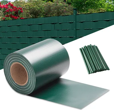 Produktbild von Riossad PVC Sichtschutzstreifen Grün Doppelstabmatten Zaun Gartenzaun Sichtschutz PVC Sichtschutzfolie fuer Doppelstabmattenzaun 35M