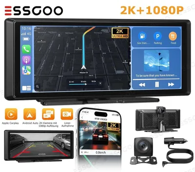 Produktbild von Kabelloses CarPlay Monitor Autoradio Touchscreen 2K Dashcam Android Auto AirPlay Loop-Aufnahme Dual-Kanal mit Rückkamera Schwerkraftsensor