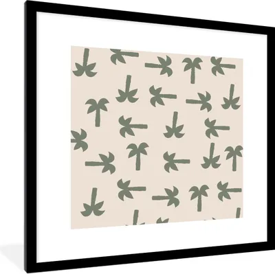 Produktbild von MuchoWow® Gerahmtes Poster Palme - Pastell - Muster 40x40 cm - Poster mit Schwarzem Bilderrahmen Wandposter Rahmen Foto Bilder - Poster - Plakat im Rahmen