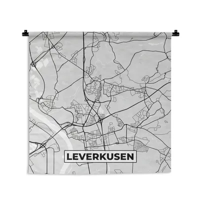 Produktbild von MuchoWow® Wandteppich Wandbehang Deutschland - Karte - Stadtplan - Leverkusen 150x150 cm Tapisserie Dekoration Wandtuch - Wohnaccessoires - Modernes