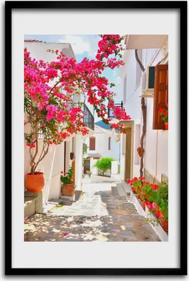 Produktbild von Bild - Bilderrahmen - 40 cm x 60 cm - MDF - Rahmen - Wandkunst - Griechische Straßen