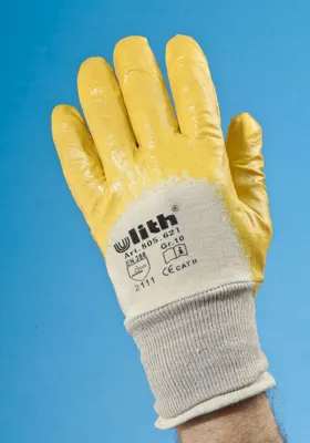 Produktbild von 12x Nitril Arbeitshandschuhe Größe: 10 Farbe: gelb