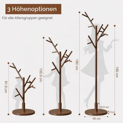 Produktbild von Garderobenständer Holz Baumform 12 Haken Höhe 180 cm Walnuss