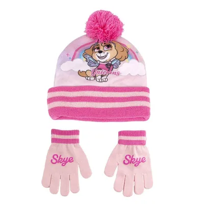 Produktbild von Paw Patrol Skye Mütze und Handschuhe Kinder Winter-Set 2-tlg., Größe:One Size