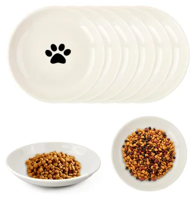 Produktbild von 6 Stück Keramische Katzennäpfe, Flache Katzenschalen, 15 cm Katzenteller, Futternäpfe für Katzen und Hunde, Näpfe für Futter und Wasser