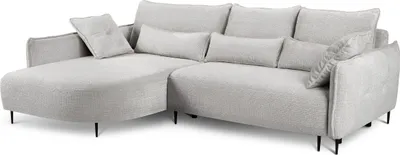 Produktbild von Selsey Oblivio - Ecksofa mit Schlaffunktion, Bettkasten, Chenille-Bezug Hellgrau, Ottomane links