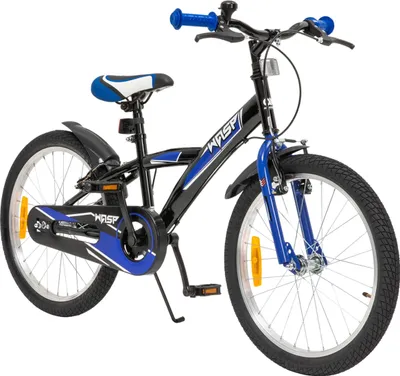 Produktbild von Actionbikes Kinderfahrrad Wasp 20 Zoll | Kinder Fahrrad - V-Brake Bremsen - Kettenschutz - Fahrradständer - 6-9 Jahre (Schwarz/Blau)