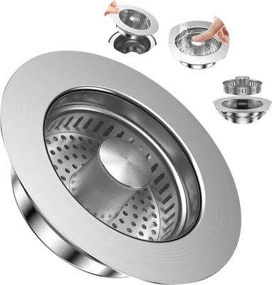 Produktbild von Edelstahl-Afvoerstop 75-87mm 3-in-1 für Küche und Spüle