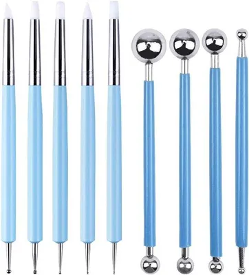 Produktbild von Klei-Set für Handwerk und Kunst - 9-teilige Art-Dotting-Tool für Keramik und Nail-Art - Handcraft-Zubehör für Anfänger und Profis